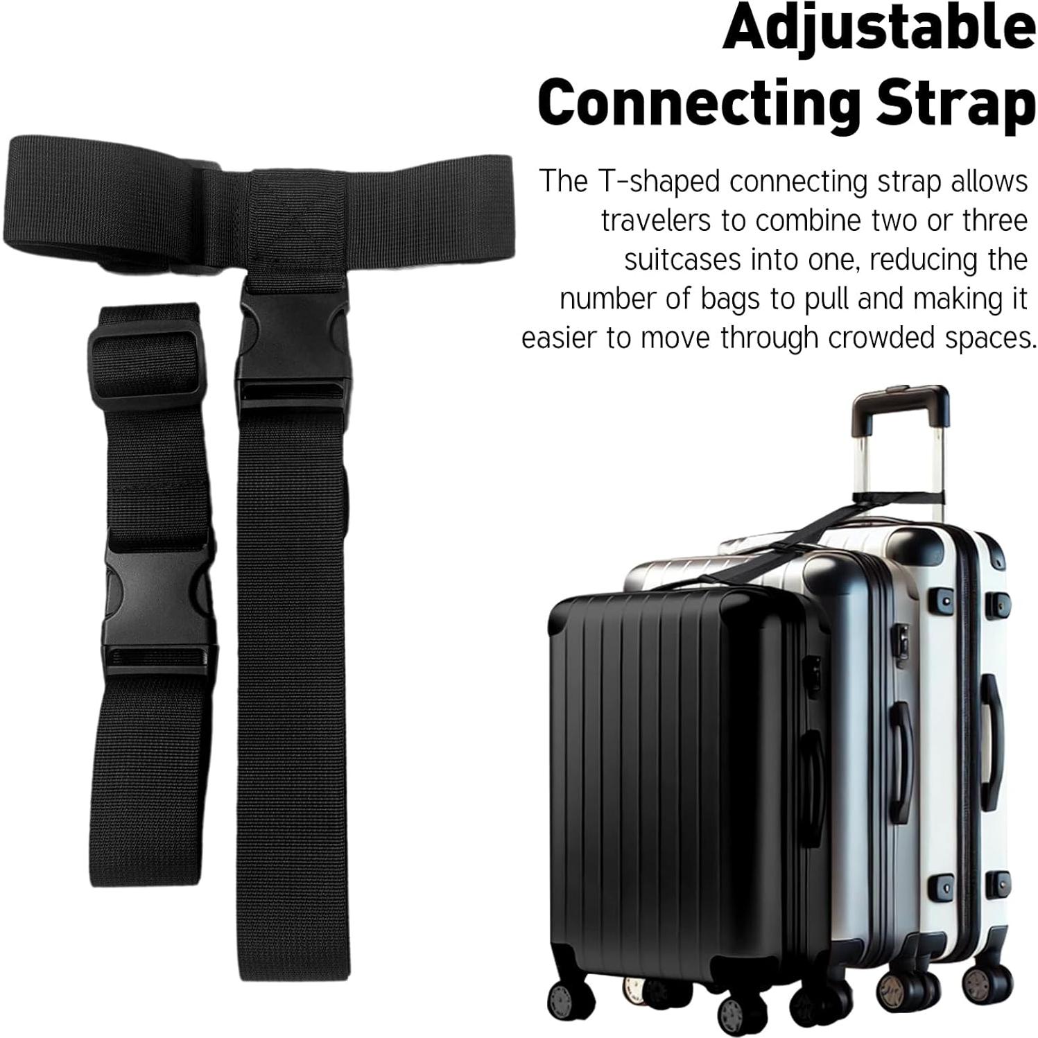 Juego de 2 correas ajustables para equipaje Tienyuu - Nylon negro