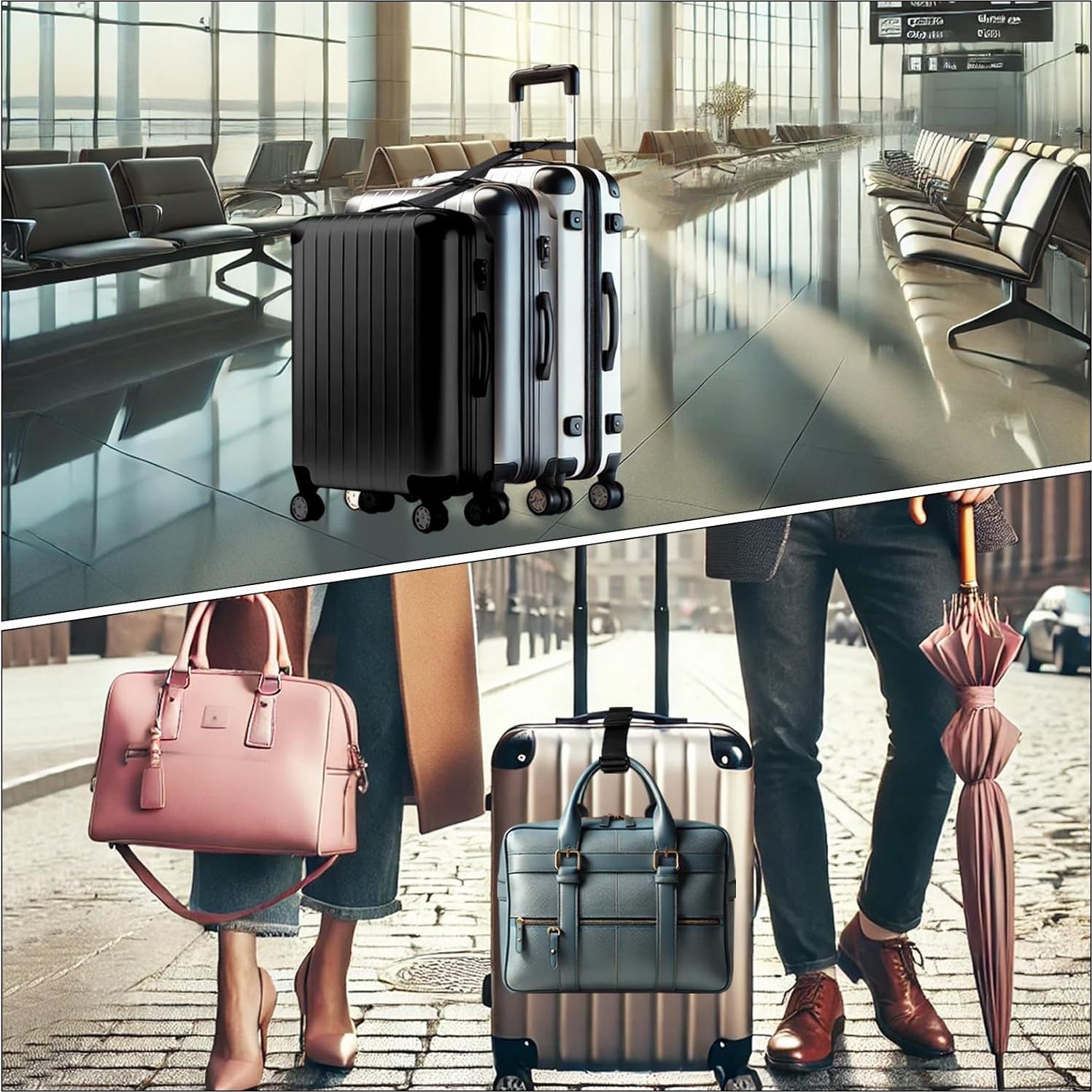 Juego de 2 correas ajustables para equipaje Tienyuu - Nylon negro