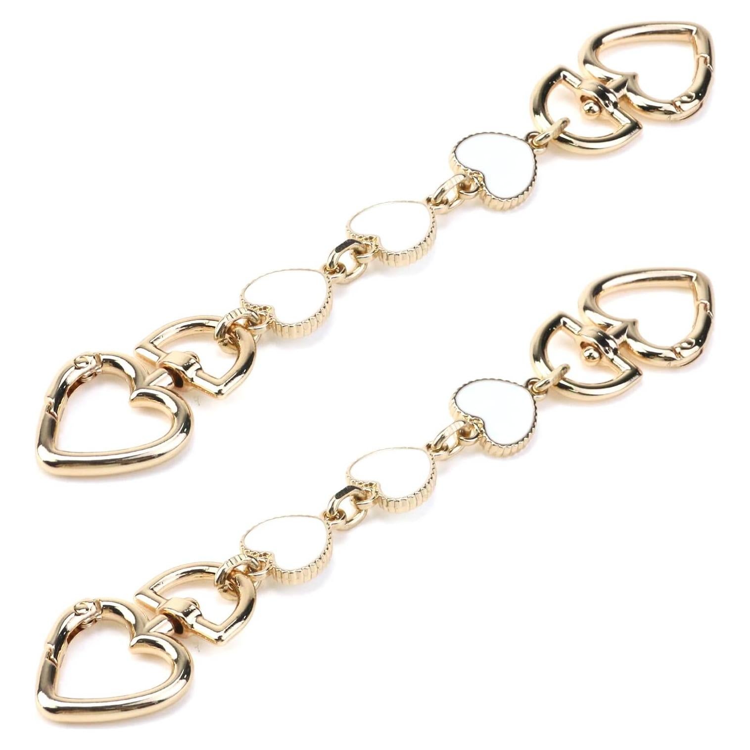 Correa Extensora de Bolsa en Forma de Corazón Blanco Oro - 167x27mm