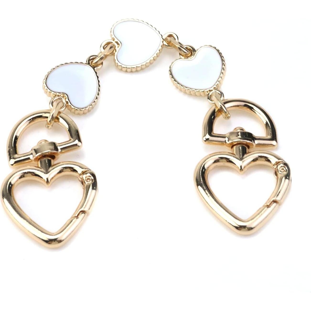 Correa Extensora de Bolsa en Forma de Corazón Blanco Oro - 167x27mm