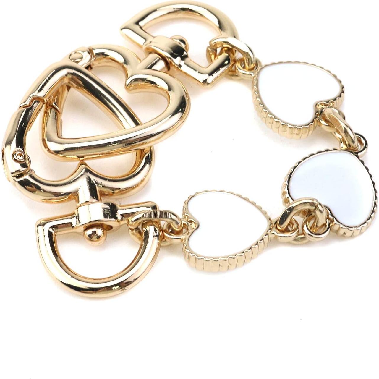 Correa Extensora de Bolsa en Forma de Corazón Blanco Oro - 167x27mm