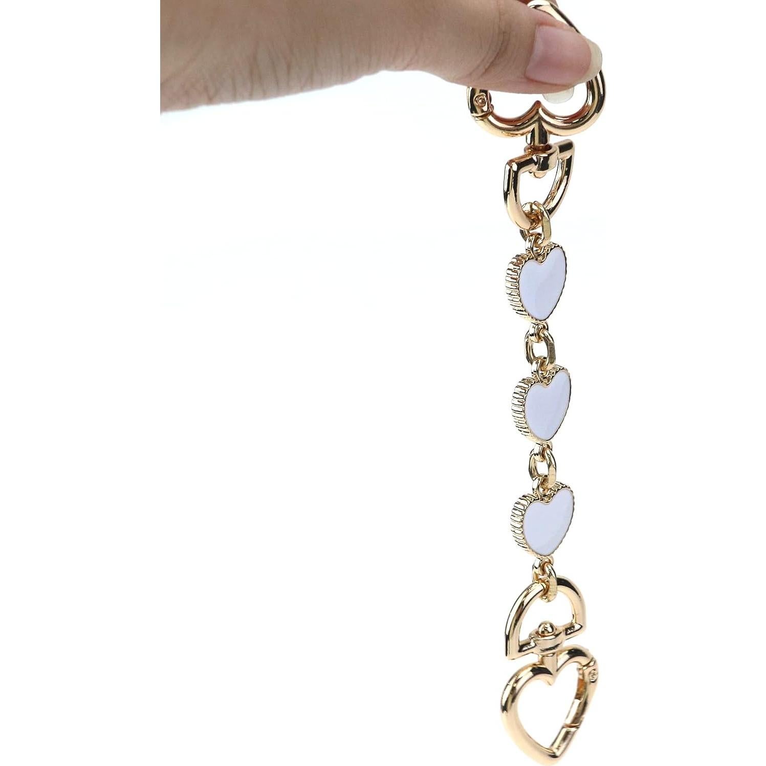Correa Extensora de Bolsa en Forma de Corazón Blanco Oro - 167x27mm