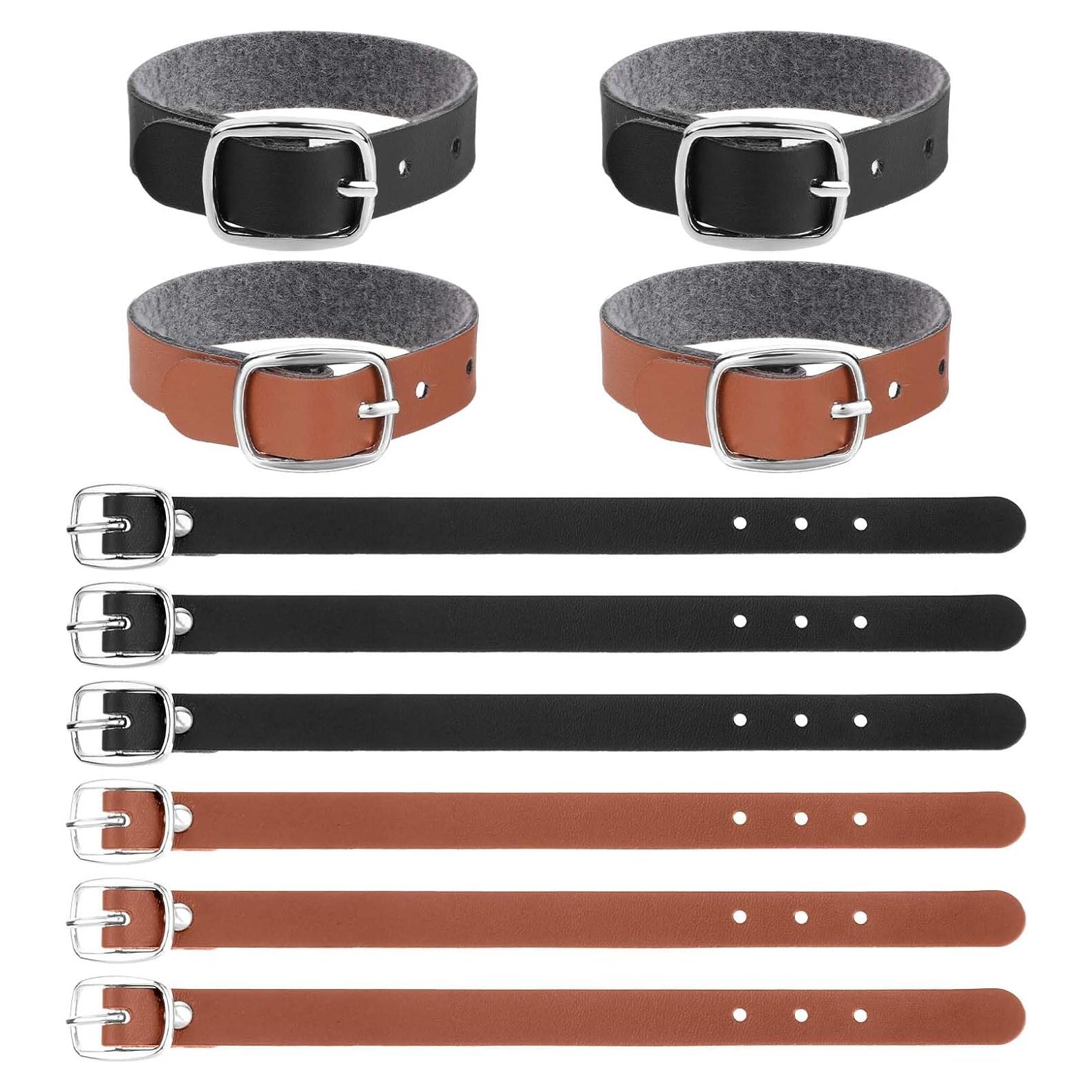 10 Correas de Etiqueta de Equipaje de Cuero Styquenzer - Negro y Marrón