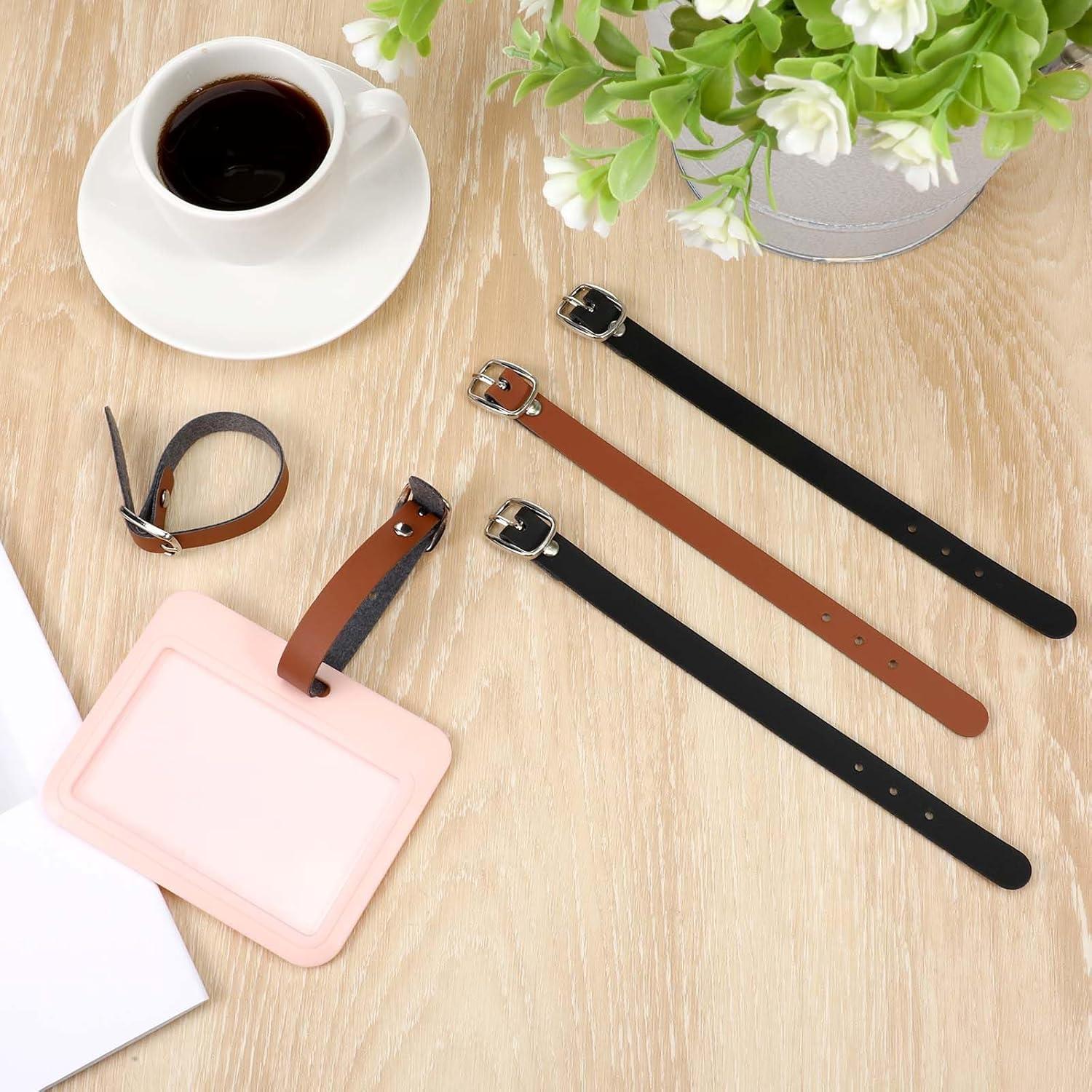 10 Correas de Etiqueta de Equipaje de Cuero Styquenzer - Negro y Marrón