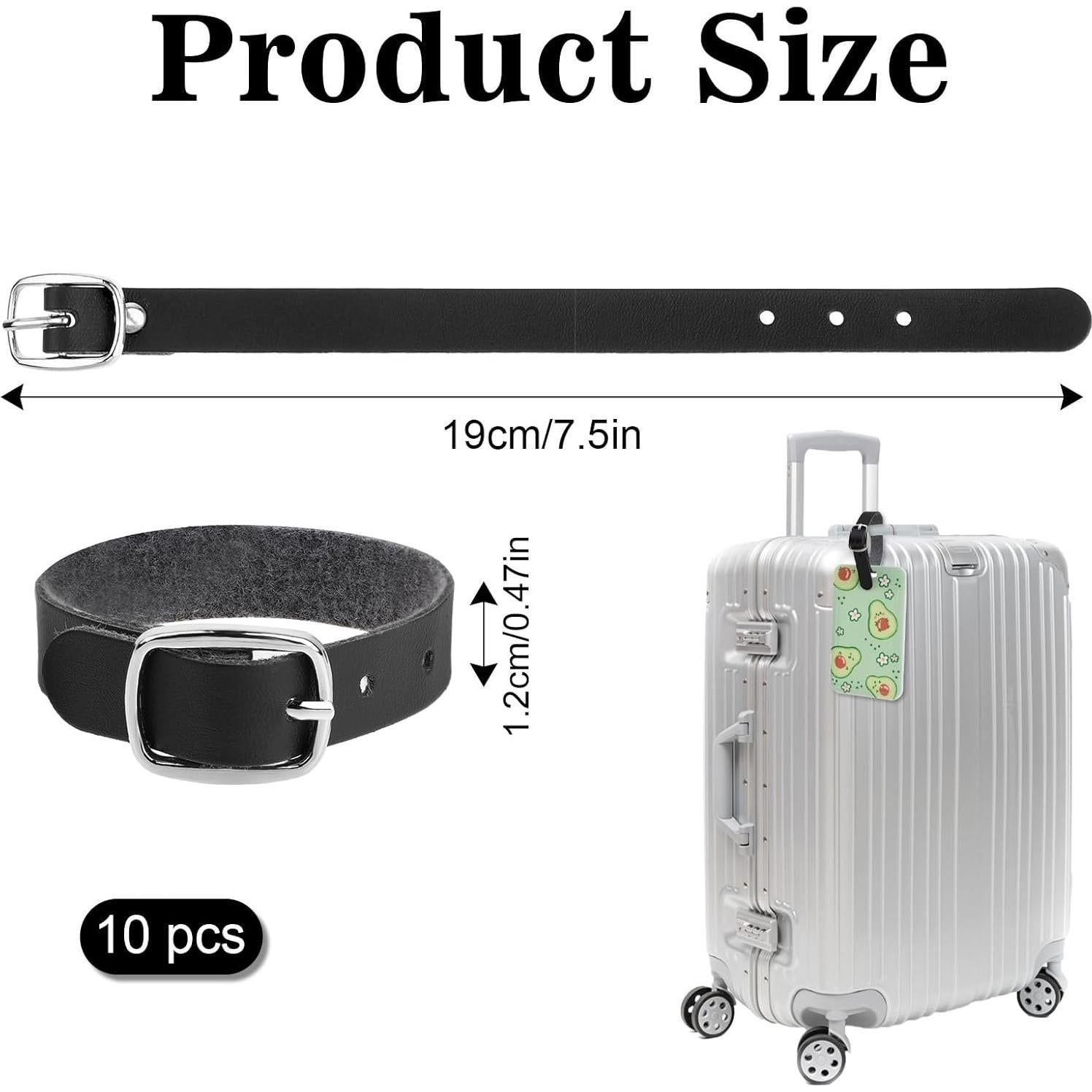 10 Correas de Etiquetas de Equipaje de Cuero Styquenzer 20x1.3cm