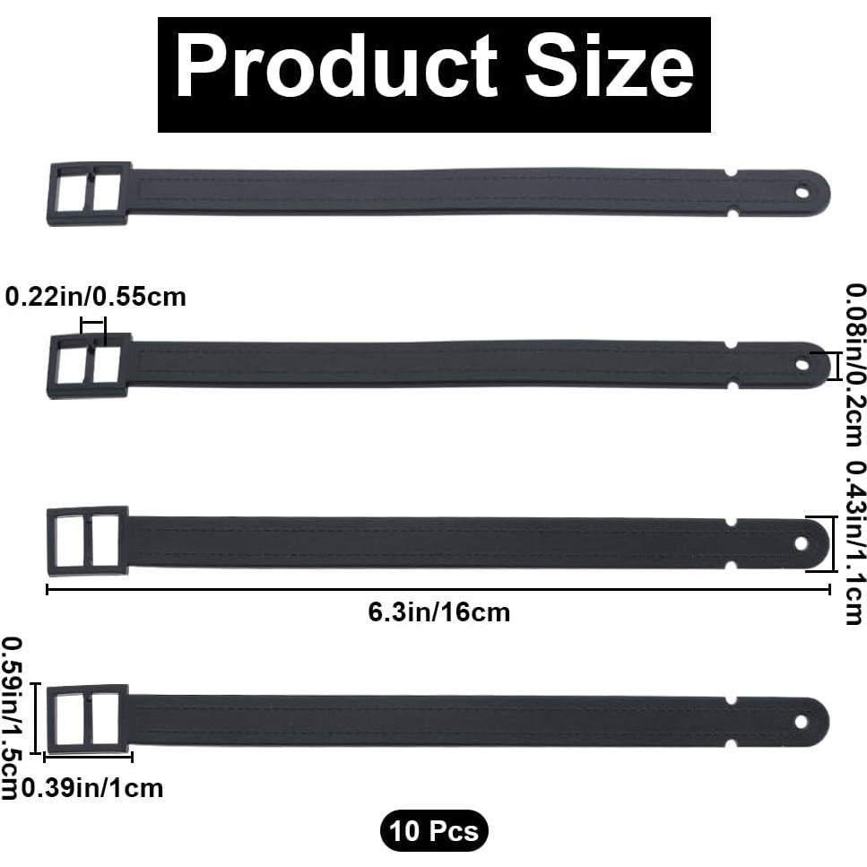 10 Pcs Correa de Etiqueta de Equipaje GORGECRAFT PVC Negro