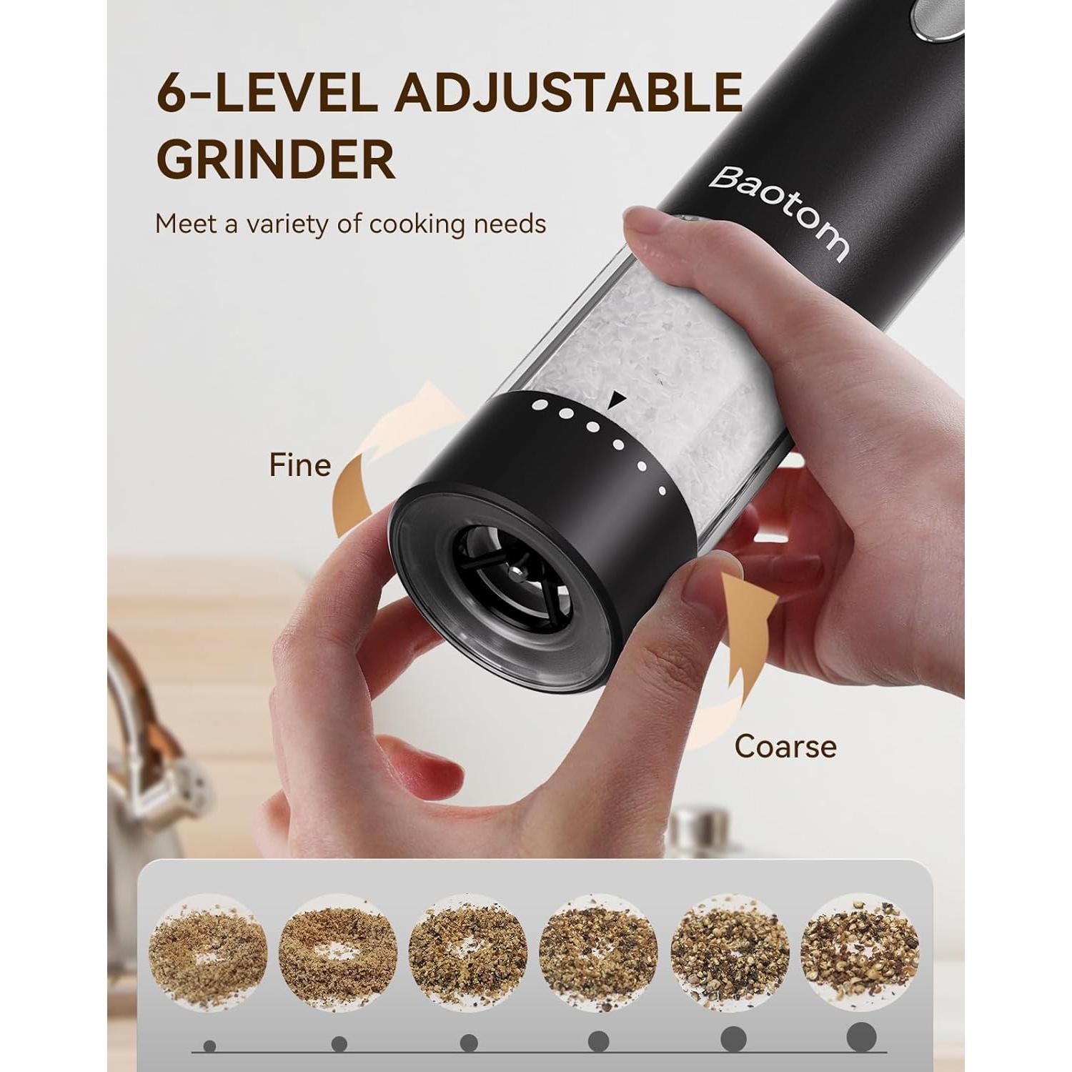 Juego de Molinillos Eléctricos de Sal y Pimienta con Luz LED