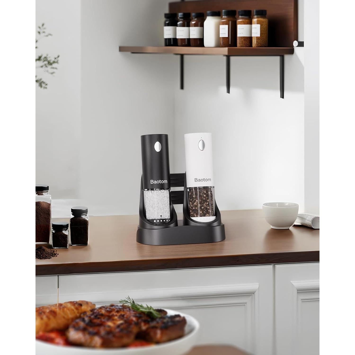 Juego de Molinillos Eléctricos de Sal y Pimienta con Luz LED