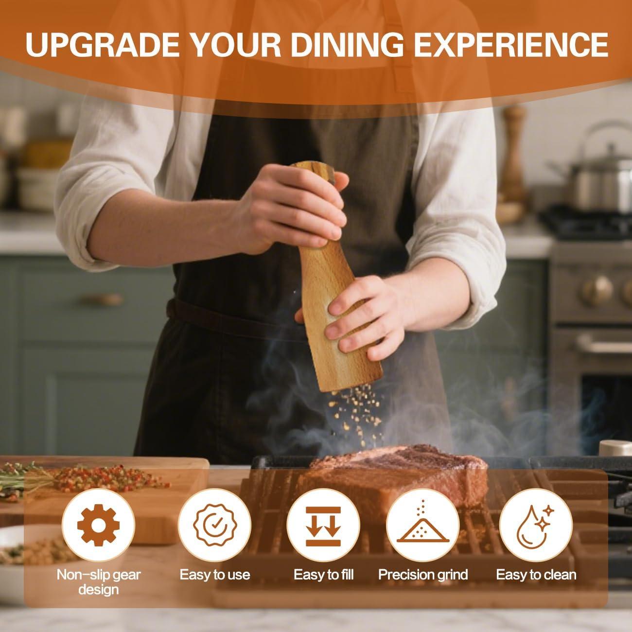 Molino de Pimienta y Sal Zeikiwe de Madera 20.32 cm Ajustable