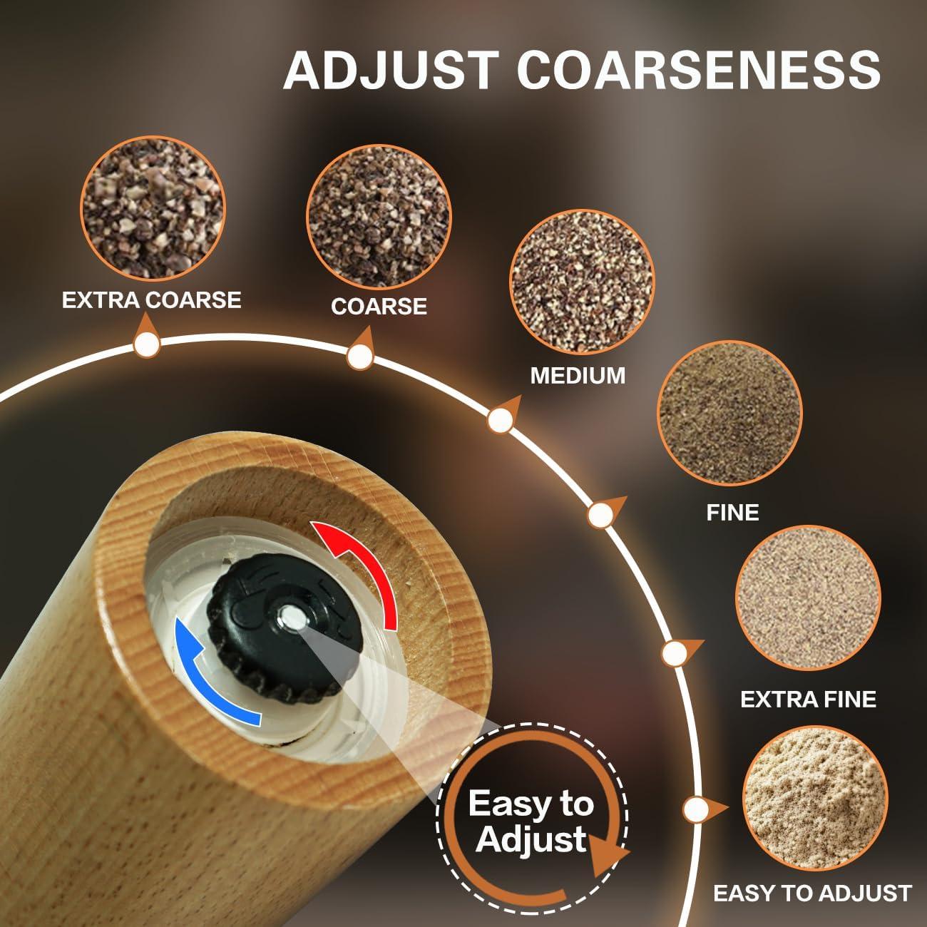 Molino de Pimienta y Sal Zeikiwe de Madera 20.32 cm Ajustable