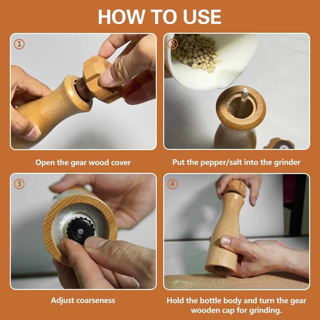 Molino de Pimienta y Sal Zeikiwe de Madera 20.32 cm Ajustable