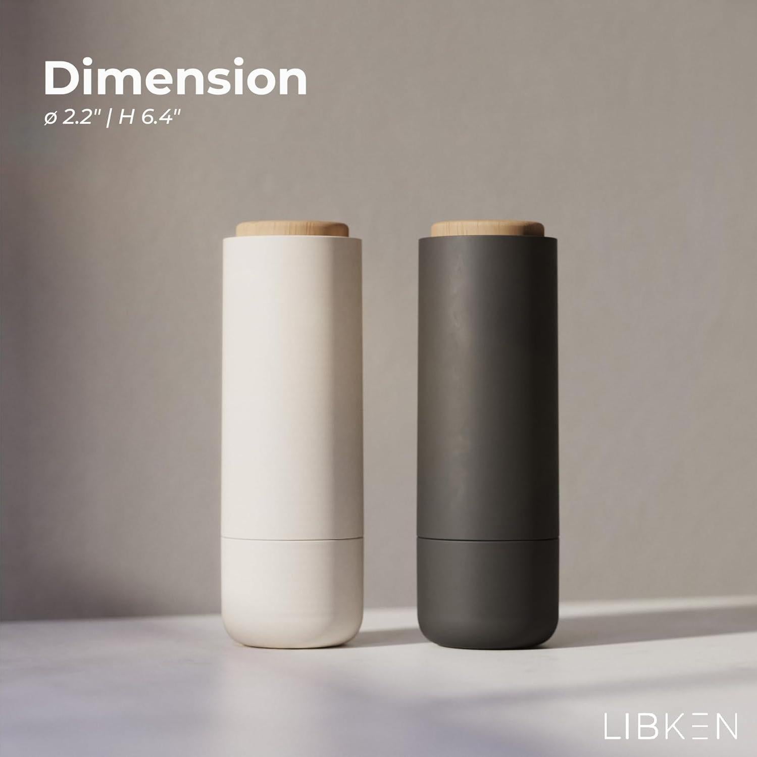 Juego de Molinillos de Sal y Pimienta LIBKEN - Cerámica Ajustable 15.7x5.6cm