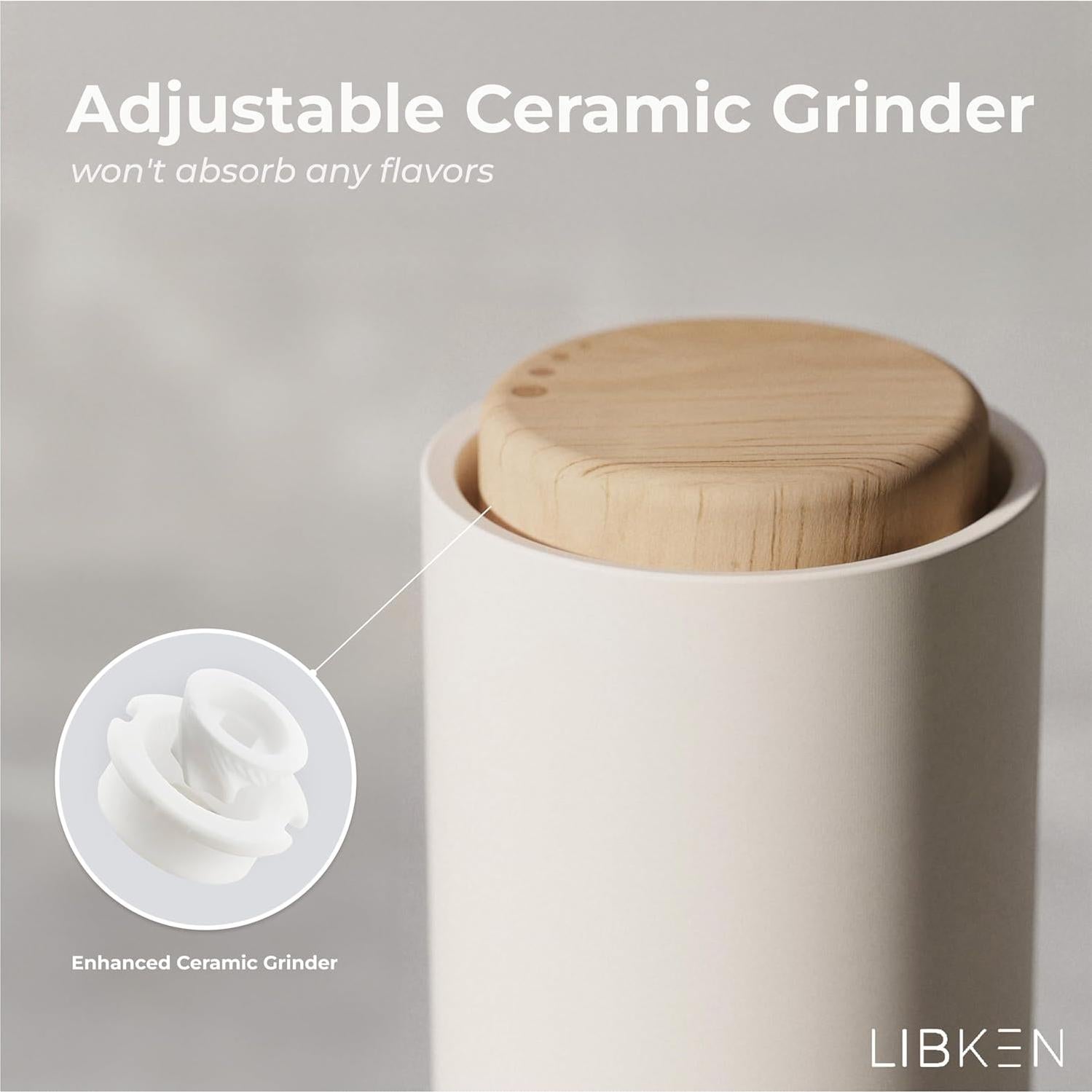 Juego de Molinillos de Sal y Pimienta LIBKEN - Cerámica Ajustable 15.7x5.6cm