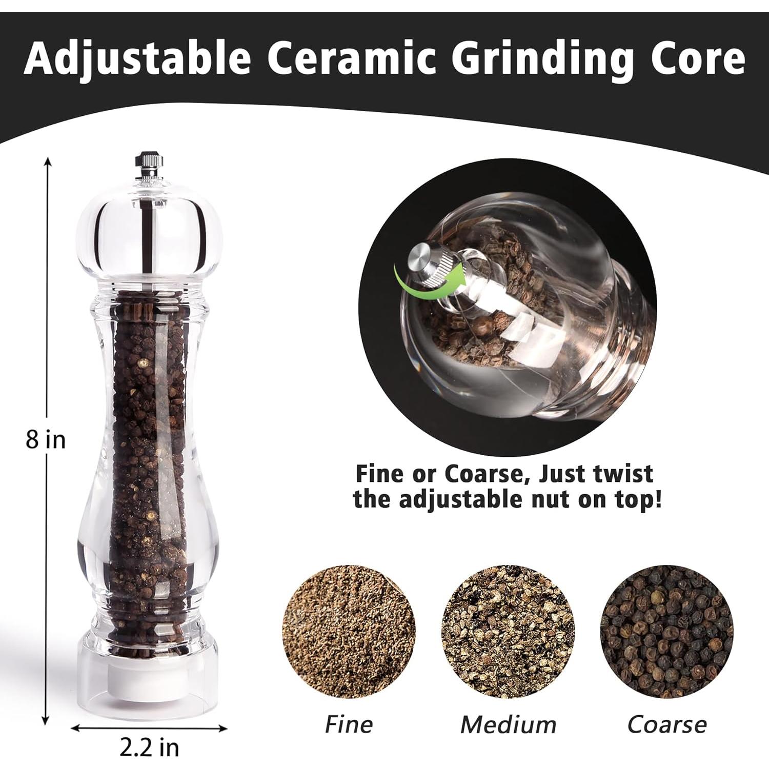 Molino de Sal y Pimienta LHS Acrílico Ajustable 21.8 cm