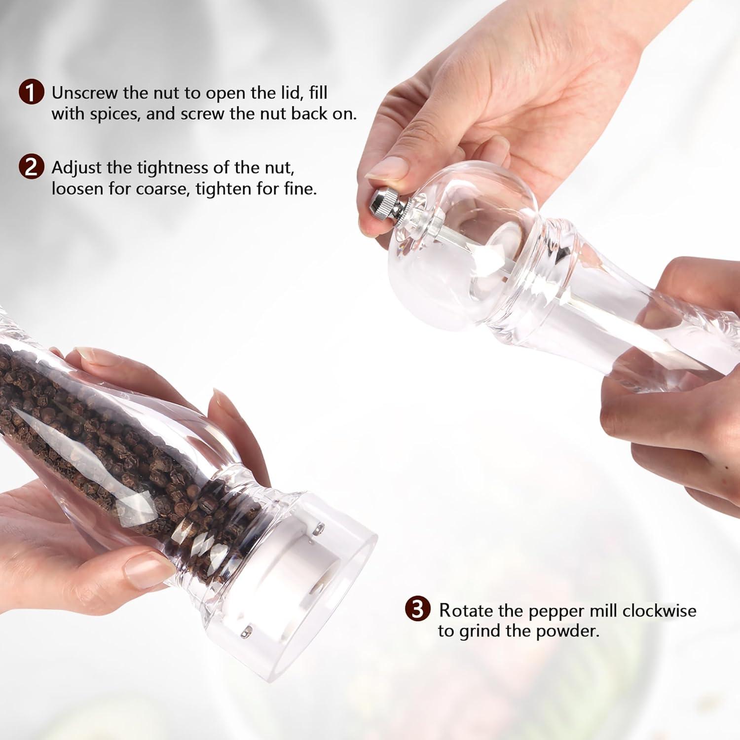 Molino de Sal y Pimienta LHS Acrílico Ajustable 21.8 cm