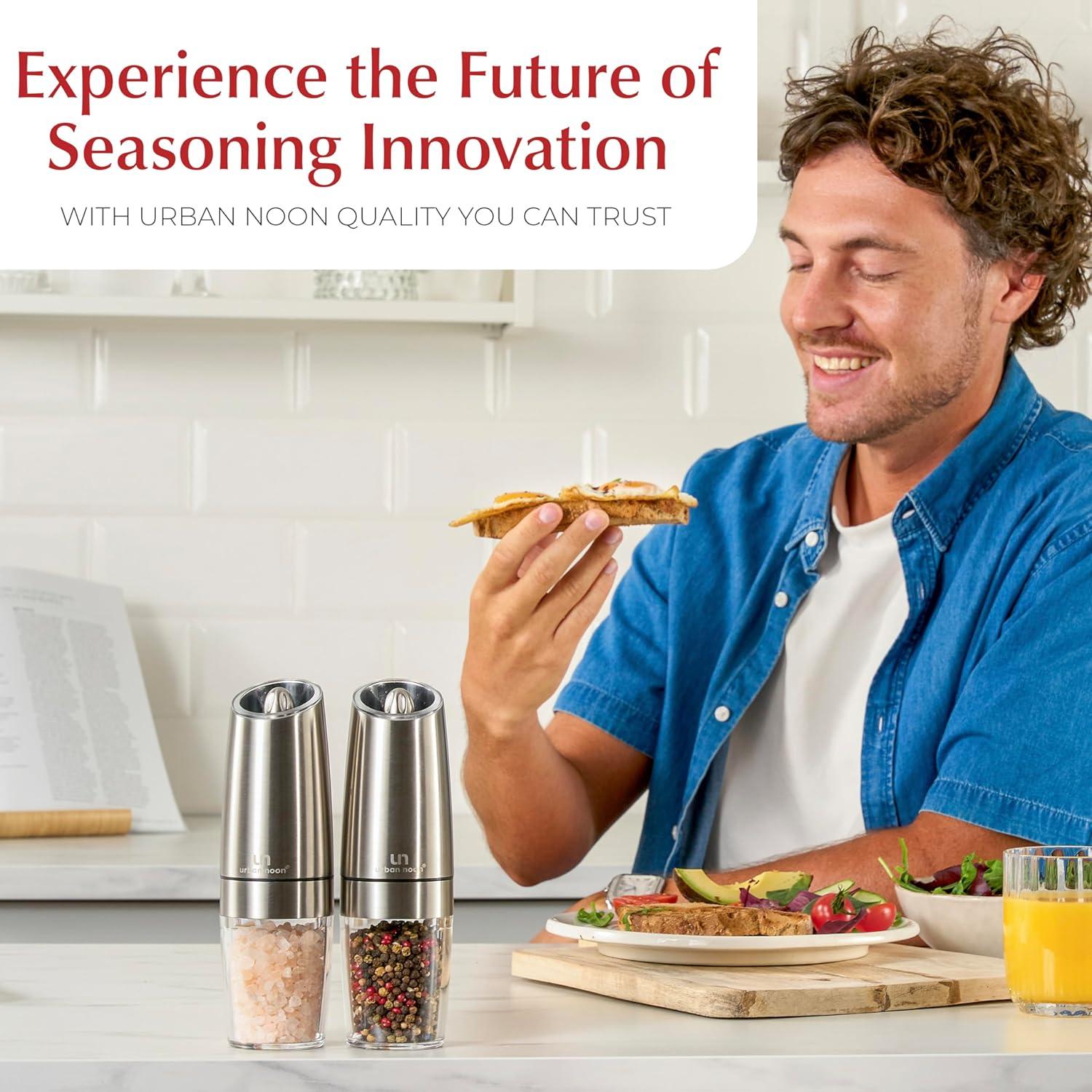 Juego de Molinillos de Sal y Pimienta Urban Noon UN6 - Acero Inoxidable Automático