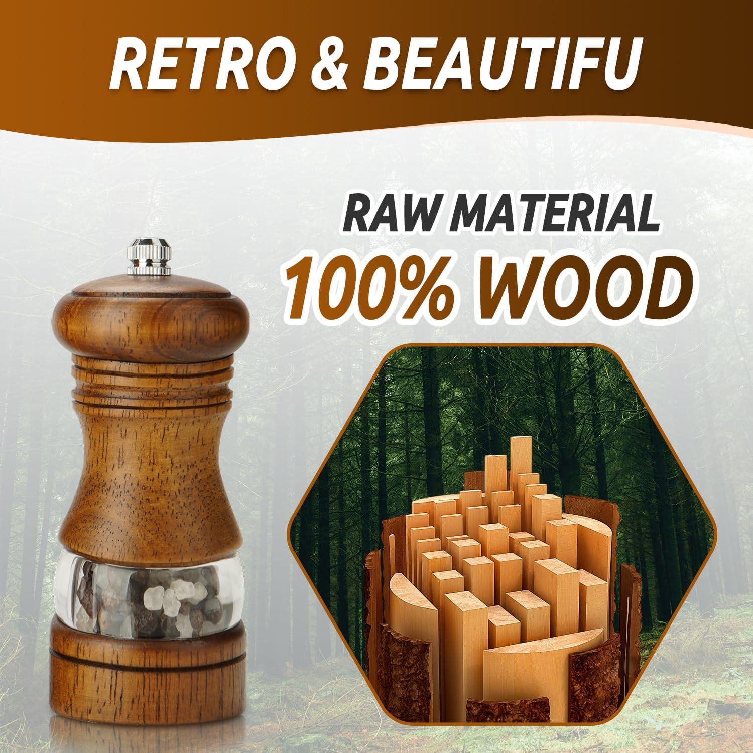 Molino de Sal y Pimienta AGIgear de Madera de Roble 10 cm