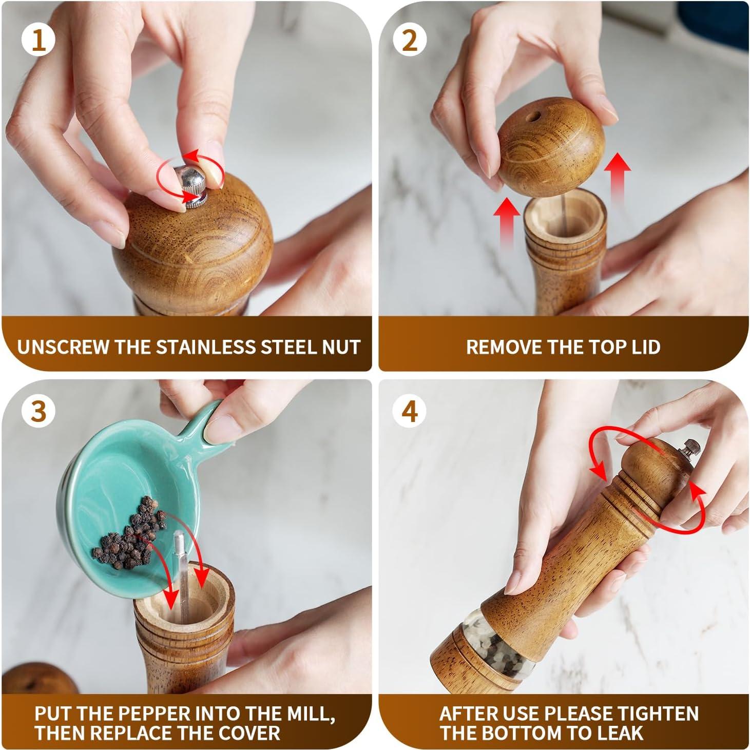 Molino de Sal y Pimienta AGIgear de Madera de Roble 10 cm