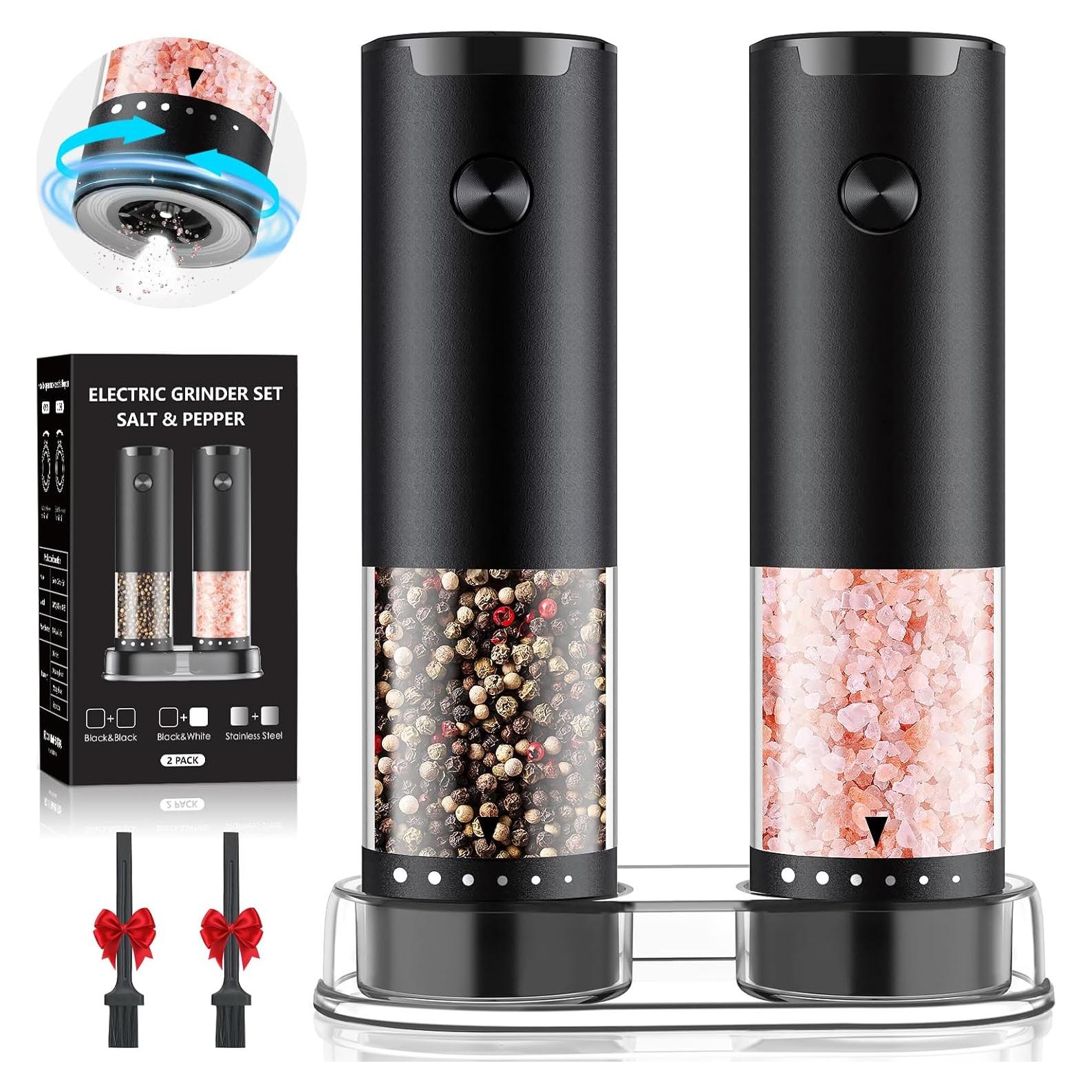 Juego de Molinillos Eléctricos de Sal y Pimienta GEMII Negro