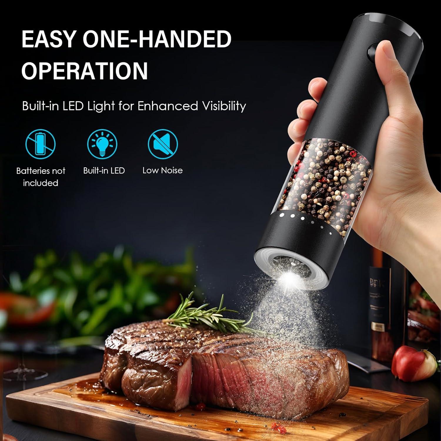 Juego de Molinillos Eléctricos de Sal y Pimienta GEMII Negro