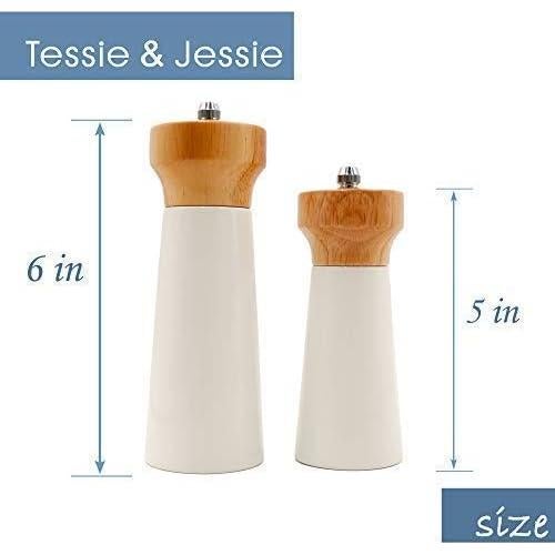 Juego de Molinos de Sal y Pimienta Tessie & Jessie - Madera y Acero Inoxidable