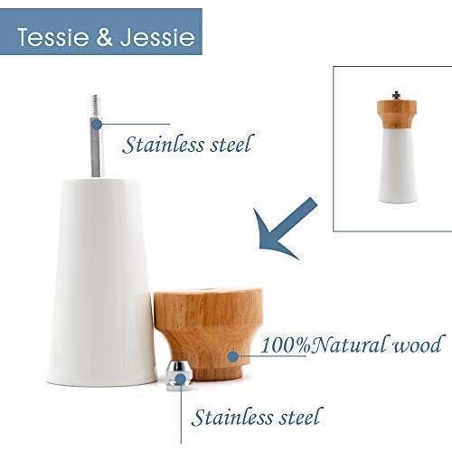Juego de Molinos de Sal y Pimienta Tessie & Jessie - Madera y Acero Inoxidable