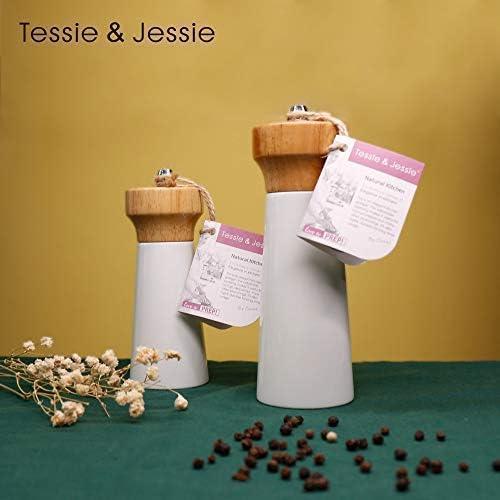 Juego de Molinos de Sal y Pimienta Tessie & Jessie - Madera y Acero Inoxidable