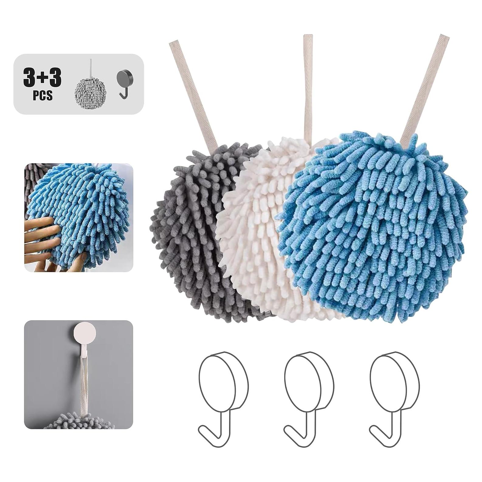 Toalla de Mano Chenille Shaoduoli - 3 Piezas, Secado Rápido, Microfibra