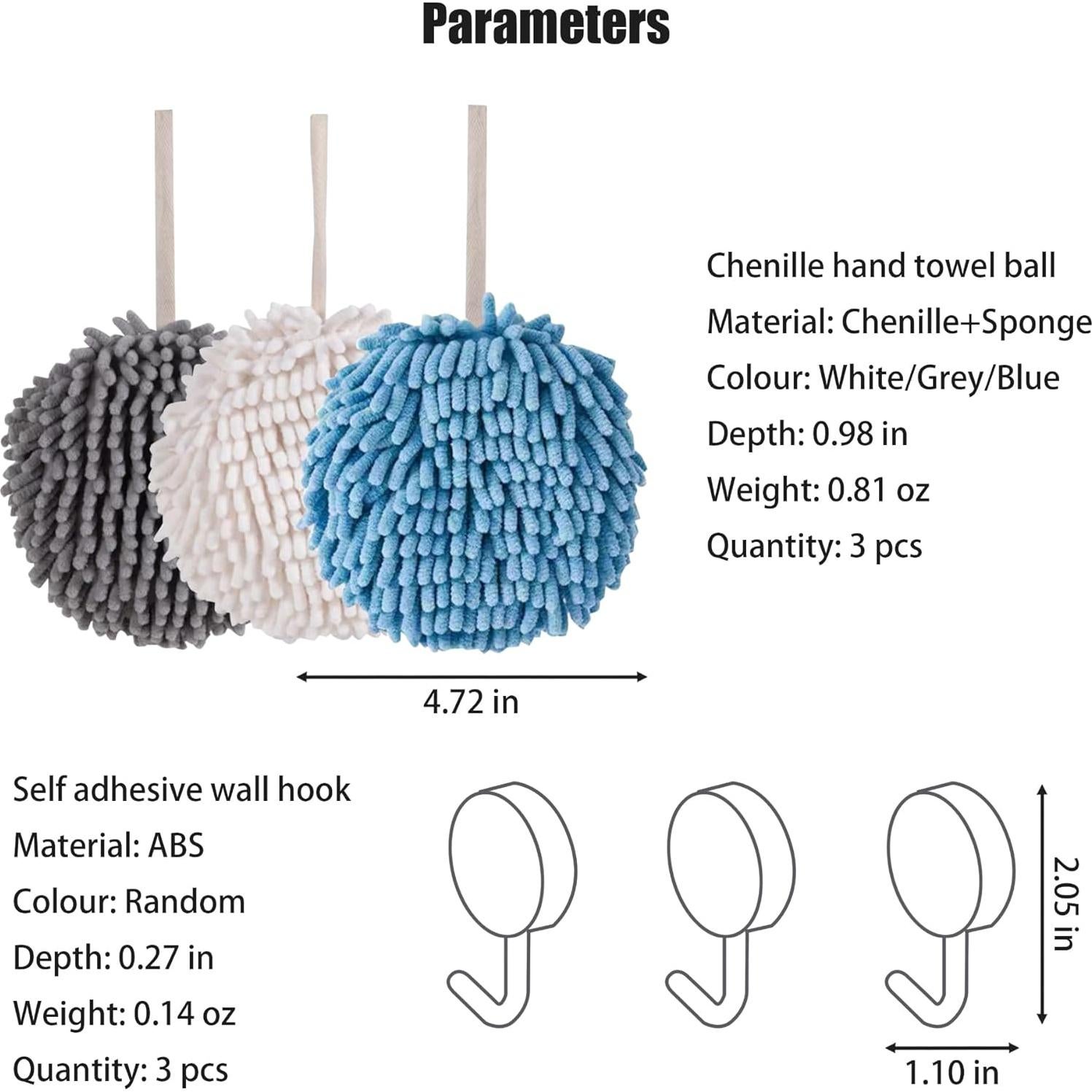 Toalla de Mano Chenille Shaoduoli - 3 Piezas, Secado Rápido, Microfibra