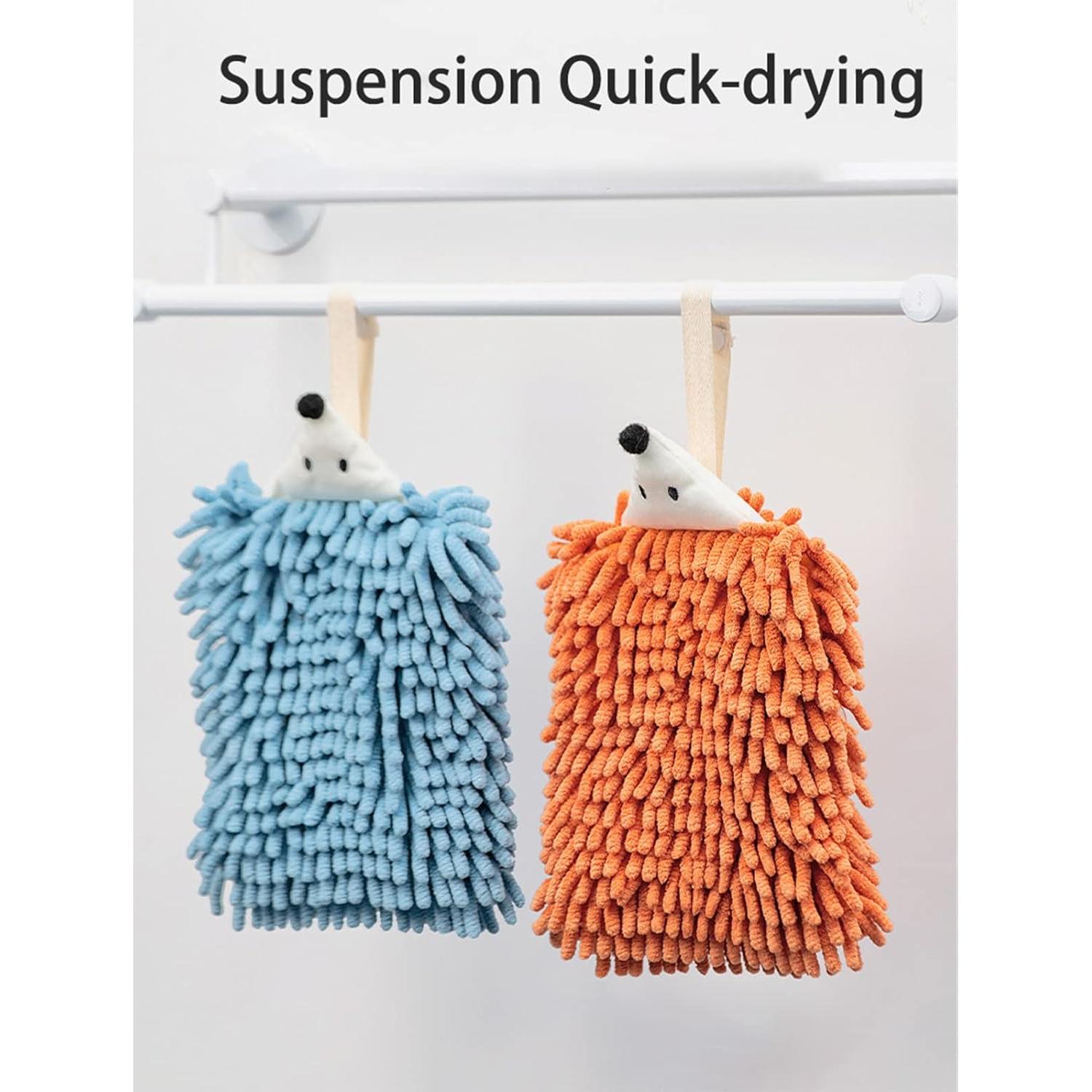 2 Toallas de Mano Chenille PIAOPIAO Erizo Gris Ultra Absorbentes