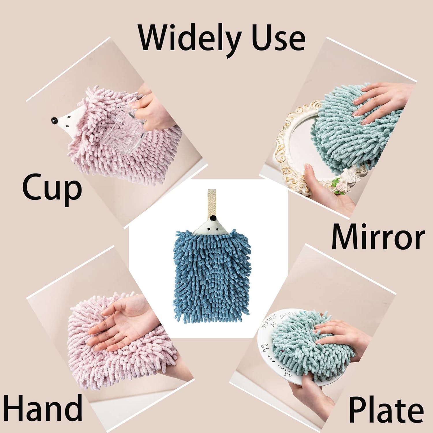 2 Toallas de Mano Chenille PIAOPIAO Erizo Gris Ultra Absorbentes