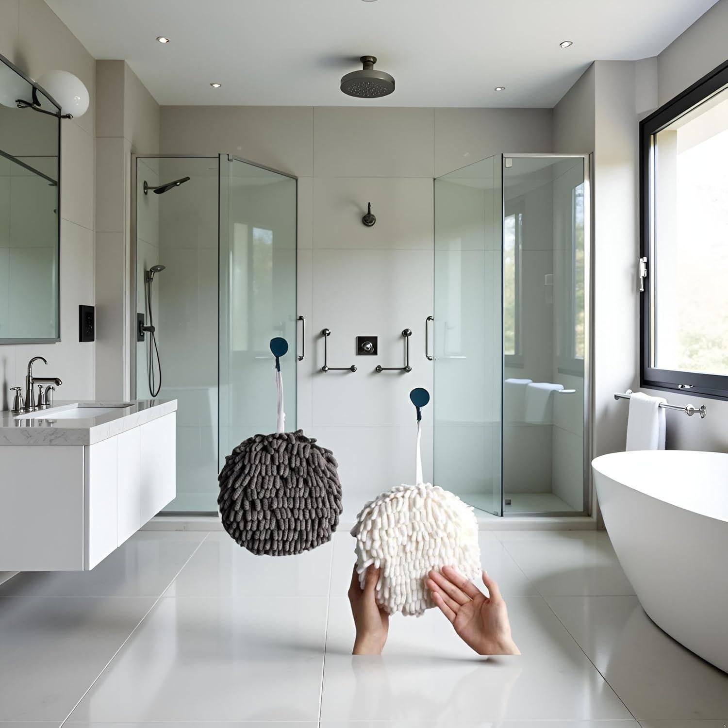 Juego de Toallas de Baño Galepromot 2 Piezas Blanco y Gris