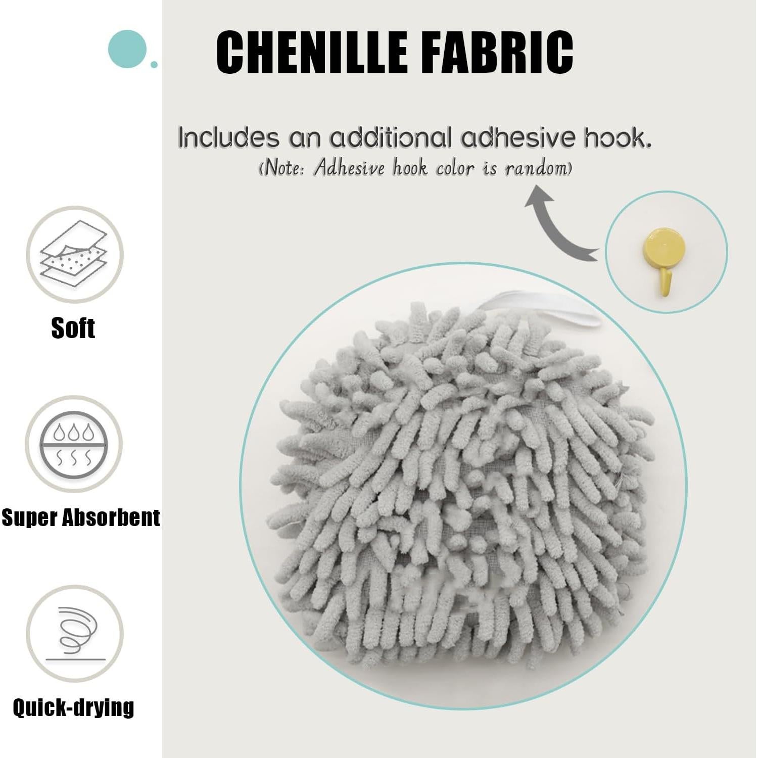 Toalla de Mano Chenille Gris MIXNEX - Secado Rápido y Suave