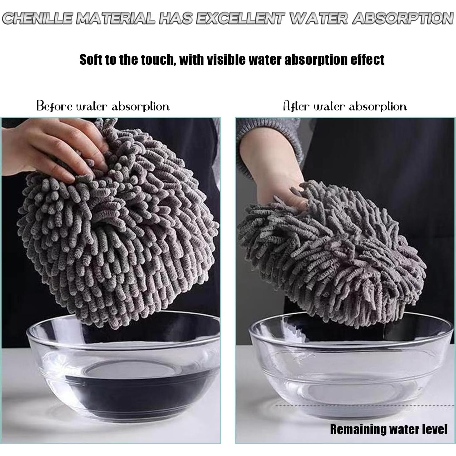 Toalla de Mano Chenille Gris MIXNEX - Secado Rápido y Suave