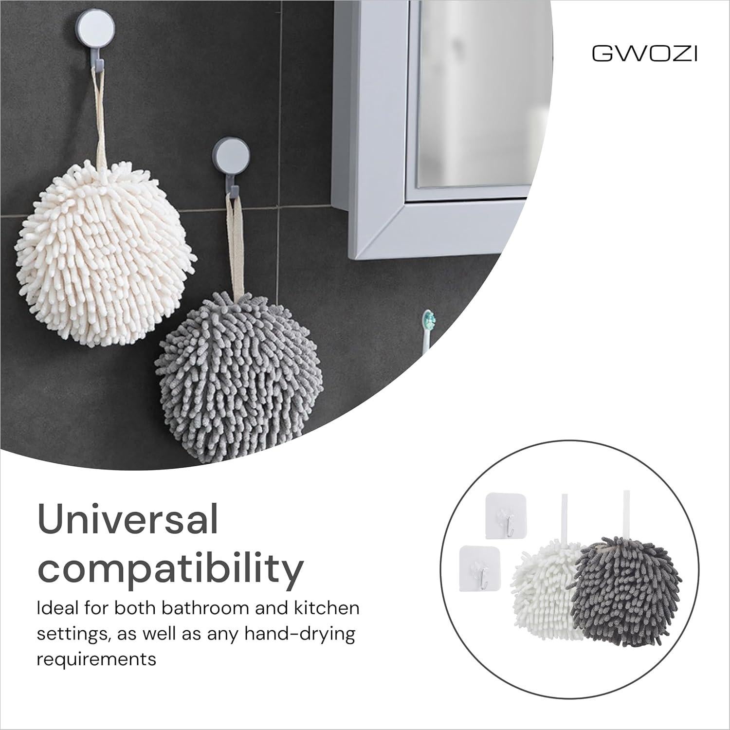 Toallas de Mano de Microfibra GWOZI W145 - 2 Pcs Alta Absorción