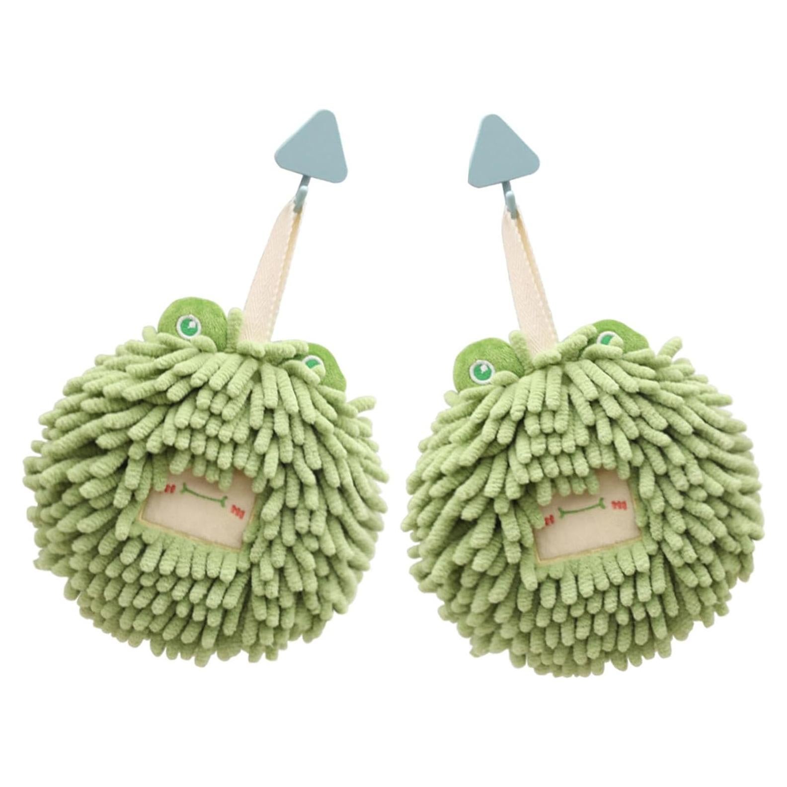 Toallas de Mano Fuzzy Ball PYHIRRY - Paquete de 2, Verde, 16 cm