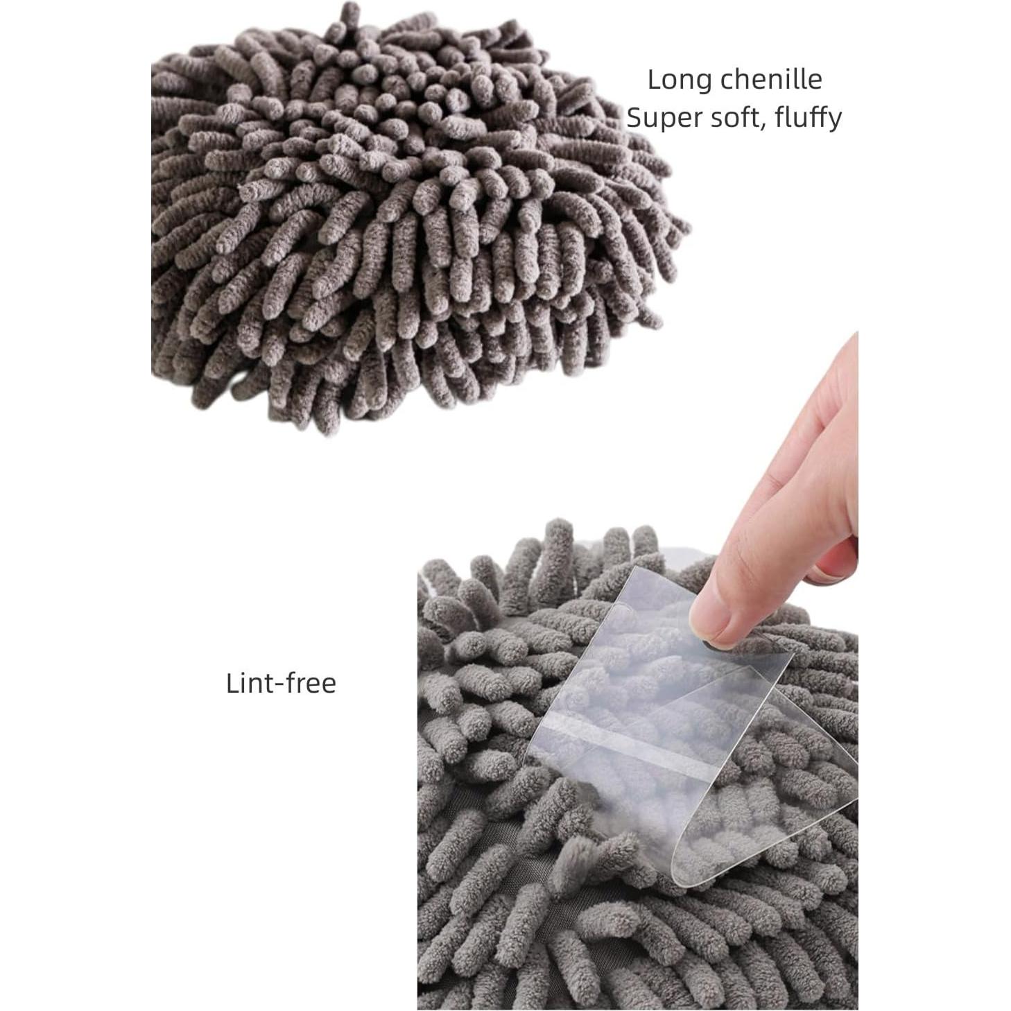 Paquete de 3 Toallas de Mano Chenille Yaocoral Secado Rápido Gris