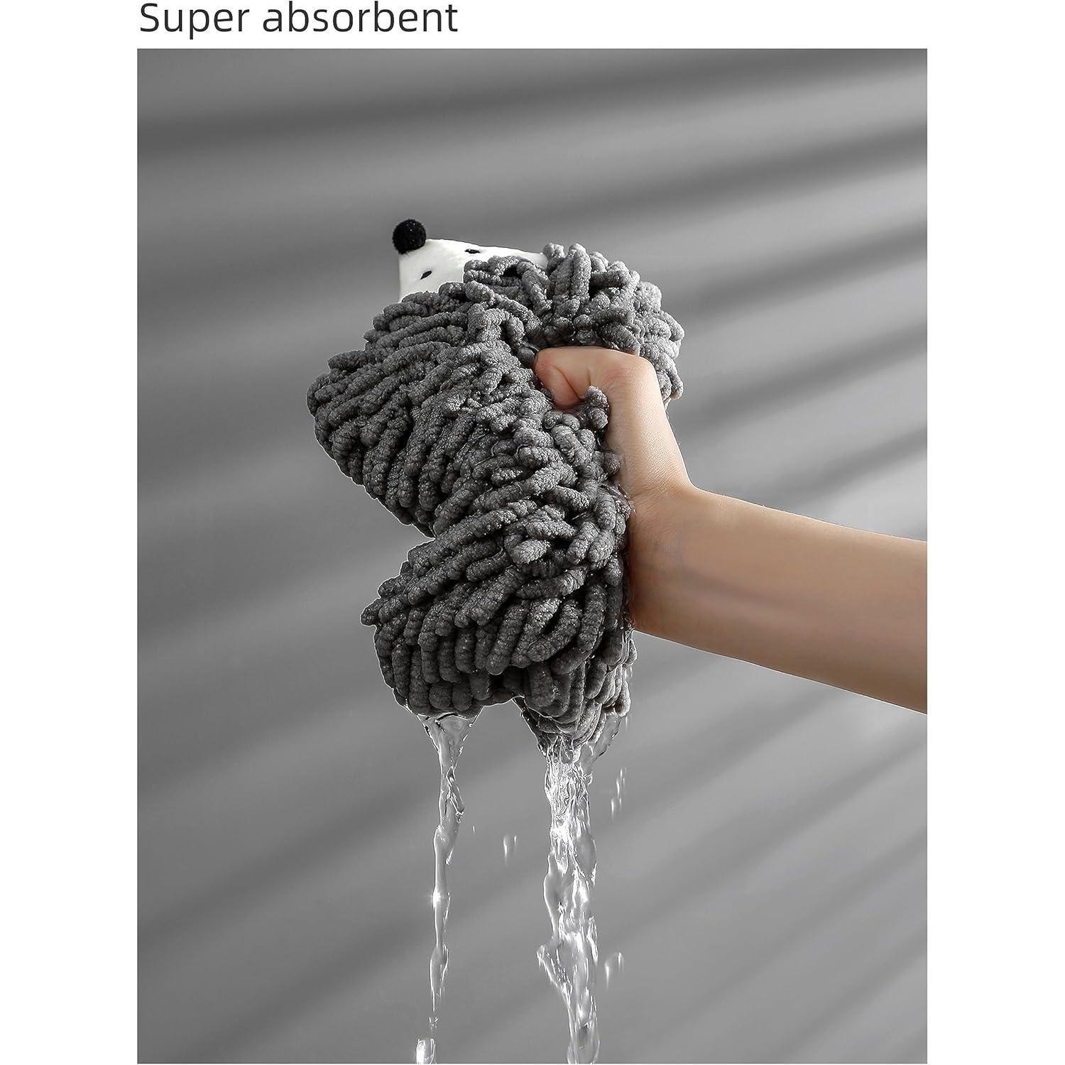 Paquete de 3 Toallas de Mano Chenille Yaocoral Secado Rápido Gris