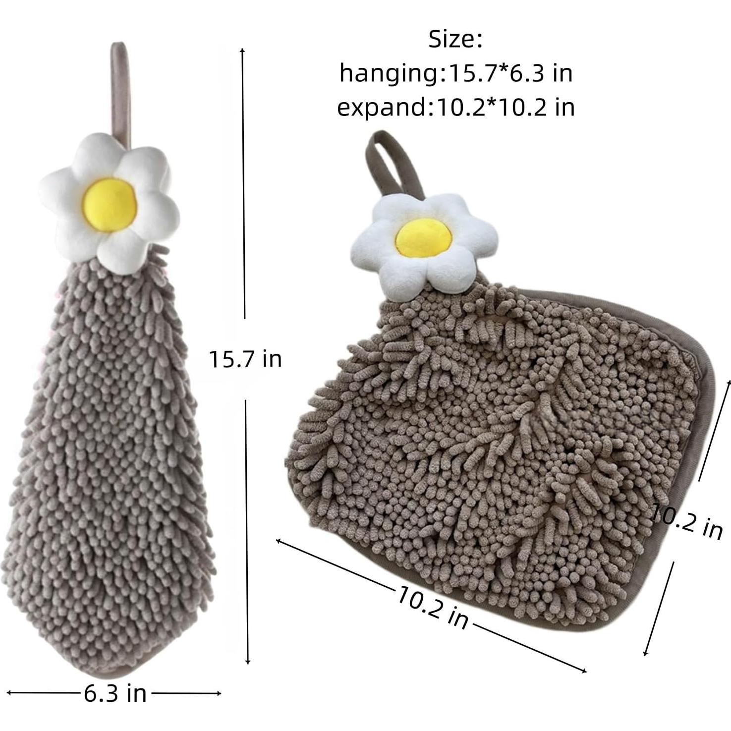 Paquete de 3 Toallas de Mano Chenille Yaocoral Secado Rápido Gris