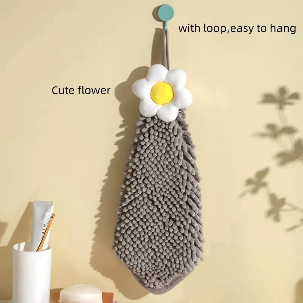 Paquete de 3 Toallas de Mano Chenille Yaocoral Secado Rápido Gris