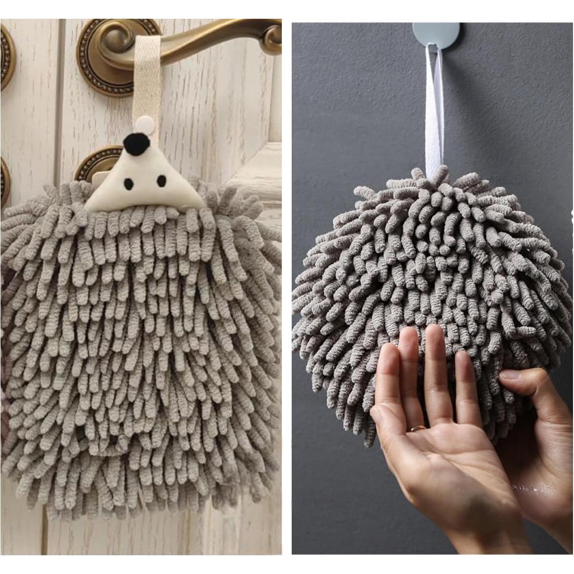 Paquete de 3 Toallas de Mano Chenille Yaocoral Secado Rápido Gris