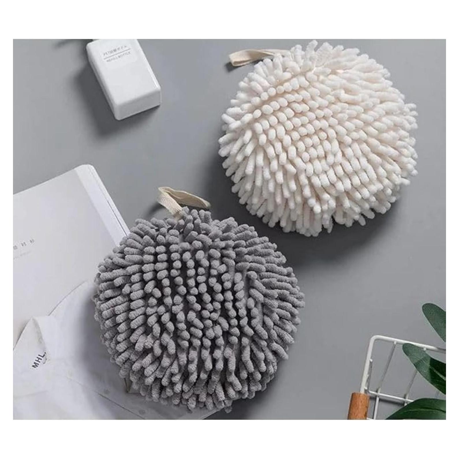 Conjunto de 2 Toallas de Mano Peluda WinldMonmo Gris y Blanco