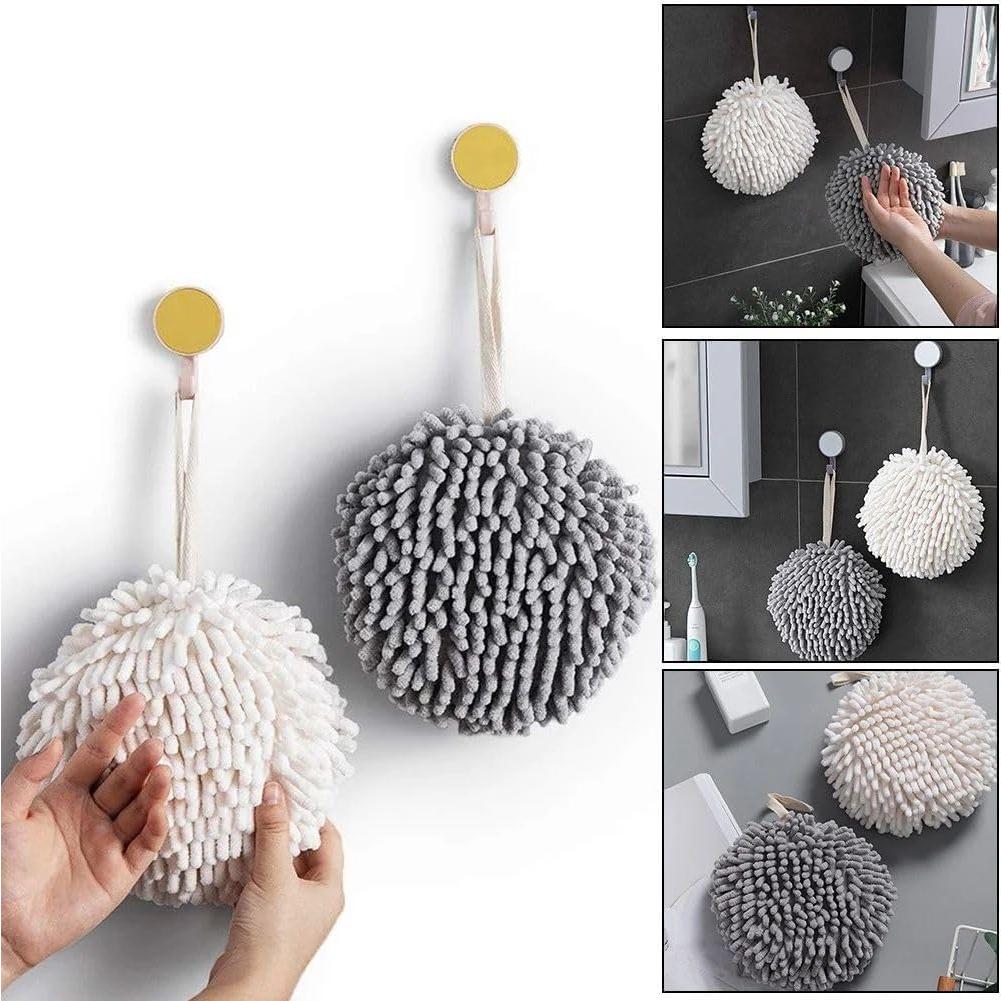 Conjunto de 2 Toallas de Mano Peluda WinldMonmo Gris y Blanco