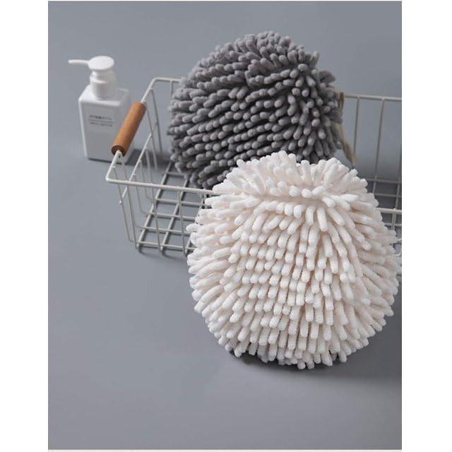 Conjunto de 2 Toallas de Mano Peluda WinldMonmo Gris y Blanco