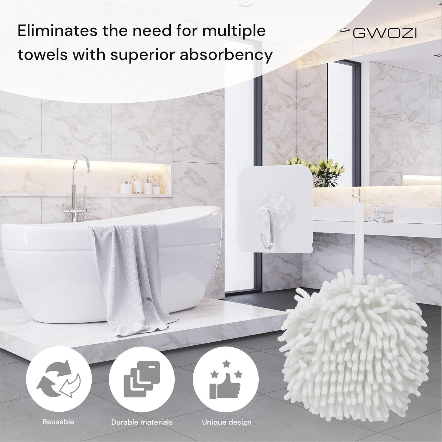 Juego de Toallas de Mano GWOZI Chenilla Alta Absorción 2 Pcs