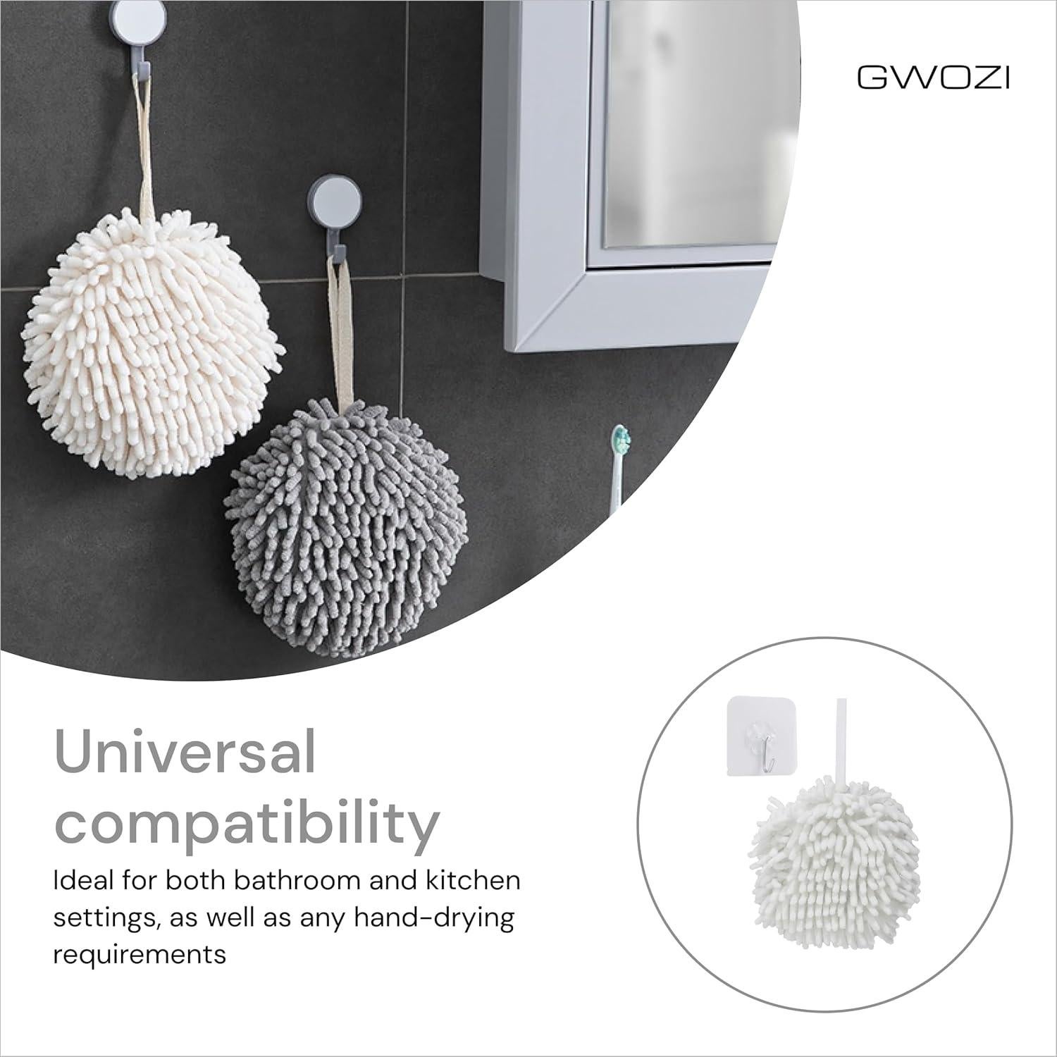 Juego de Toallas de Mano GWOZI Chenilla Alta Absorción 2 Pcs