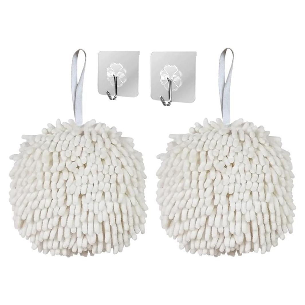 Ivymei Toallas de Mano Chenille 2 Piezas Blancas 17x17 cm