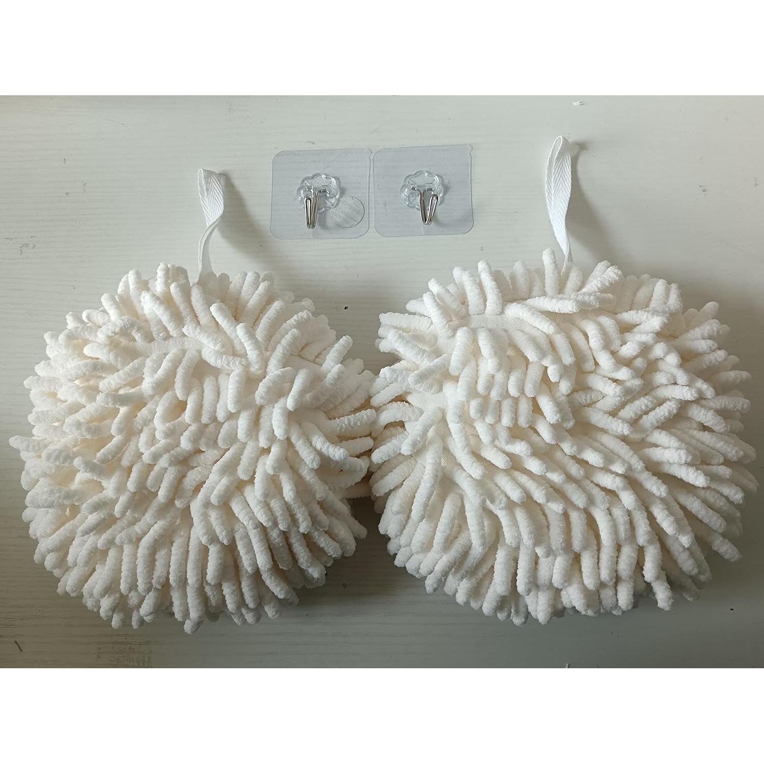 Ivymei Toallas de Mano Chenille 2 Piezas Blancas 17x17 cm