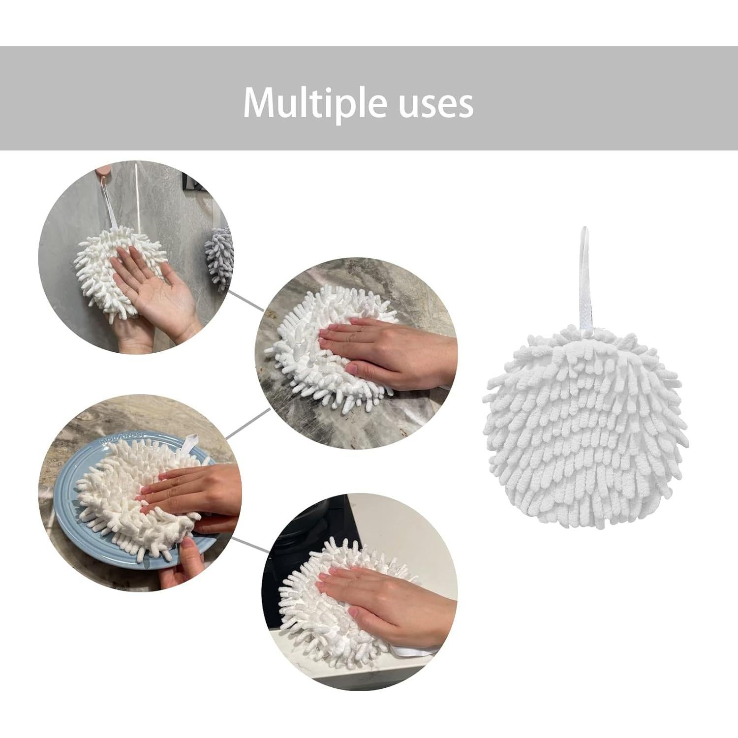 Paquete de 3 Toallas de Mano Chenille iMaylex 17.78 cm Secado Rápido