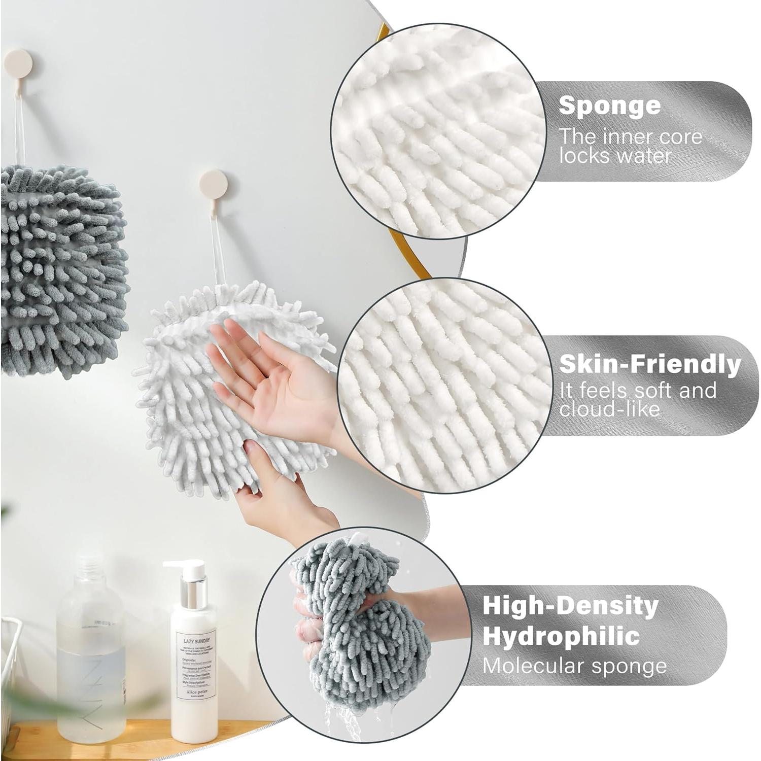 Toallas de Mano Chenille Vynora 17x17 cm Secado Rápido